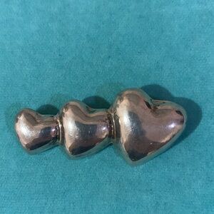 Vintage signed Mexico sterling silver 925 triple hearts pin brooch